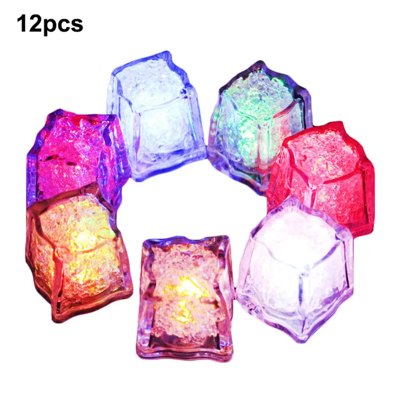12 шт. Светодиодный светящийся кубик льда меняющий цвет|Украшения своими руками