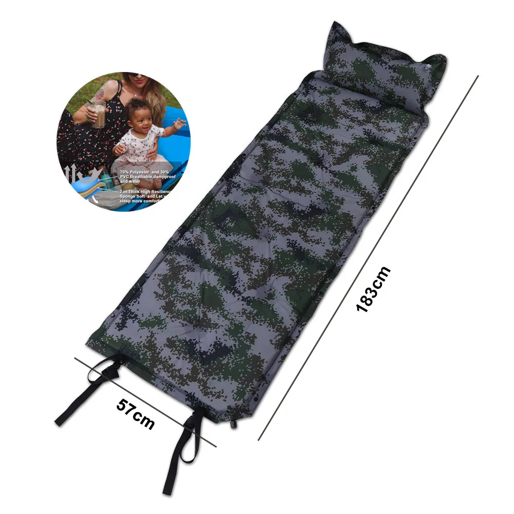 MYJ Сверхлегкий складной коврик для сна влагостойкий с подушкой Самонадувающийся