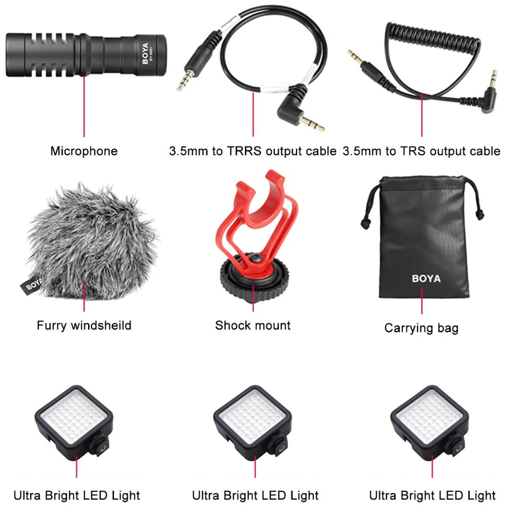 Светодиодный кронштейн для микрофона штатив с зажимом смартфона iPhone Android