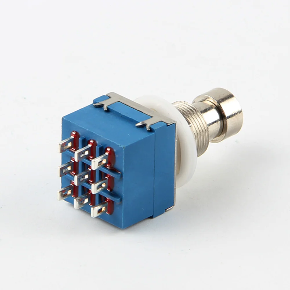 

10pcs 9-pin 3PDT Electric Guitar Effects Pedal Box Stomp Foot Metal Switch True Bypass (Blue)