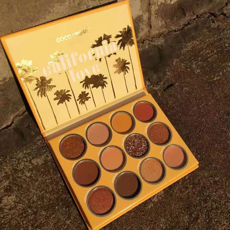 

Палитра теней для век, 12 цветов, палитра для макияжа, мерцающие матовые высокопигментированные тени для век, палитра для макияжа, теплая нат...