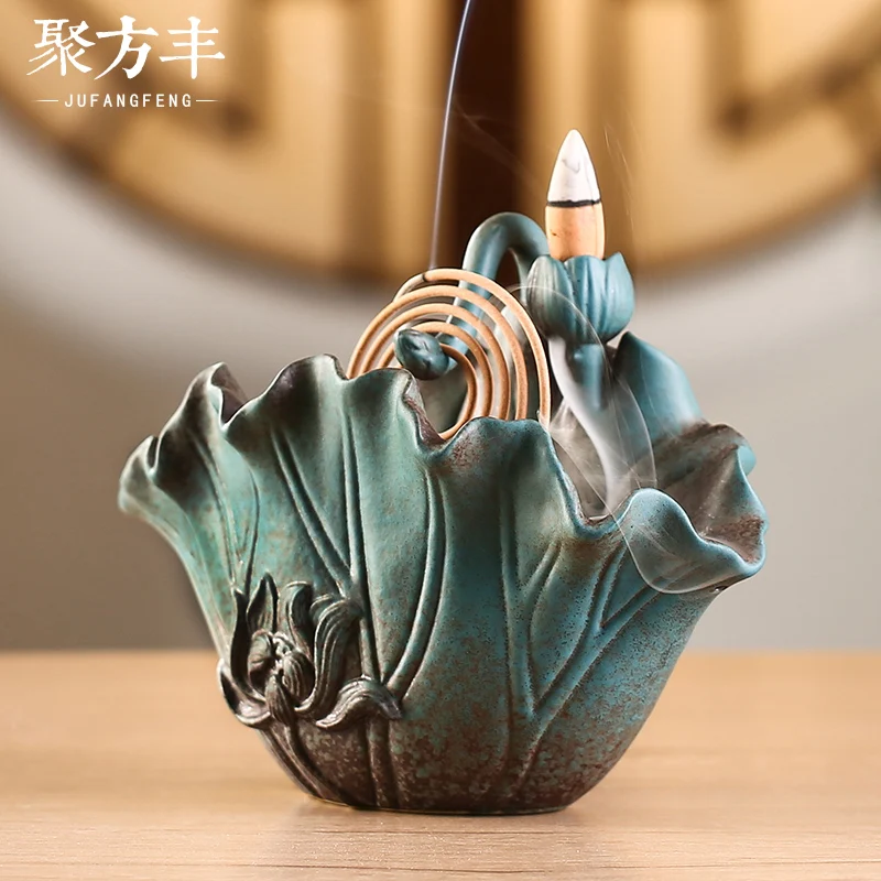 

Traditional Buddha Hand Incense Burner Smoke Church Modern Incense Bowl Lotus Incense Holder Crafts Incensario Home Decor BY50XX