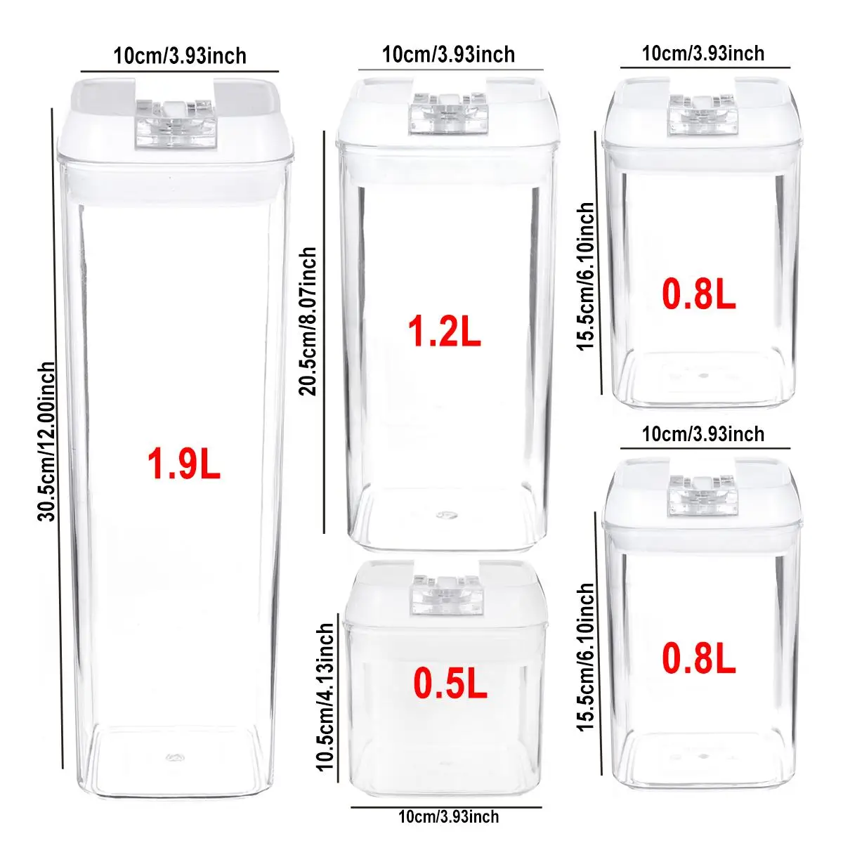 

5pcs Set With Free Stickers Airtight Food Storage Container Jar Kitchen Storage Multigrain Sealed BPA Free Plastic Cereal