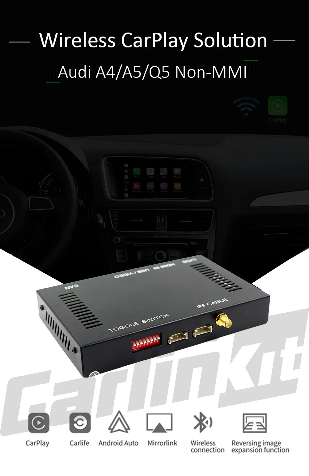Carlinkit беспроводной Carplay декодер для Audi A4 A5 Q5 Non-MMI muItimedia интерфейс CarPlay& Android авто комплект модернизации
