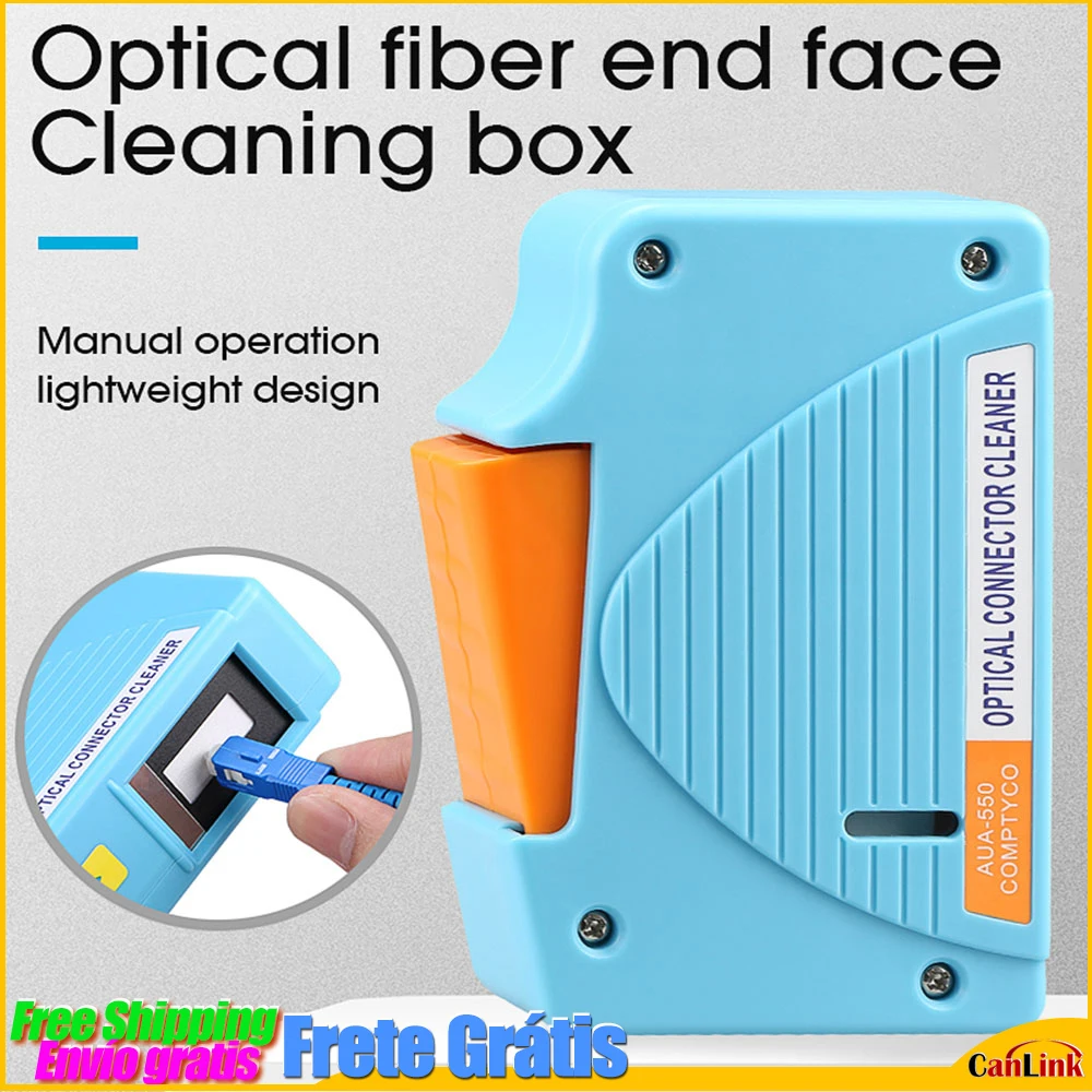 

AUA-550 KCC 500COMPTYCO Blue Box Optical Fiber end face cleaning box Ftth fiber wiping tool pigtail cleaner cassette fiber Tools