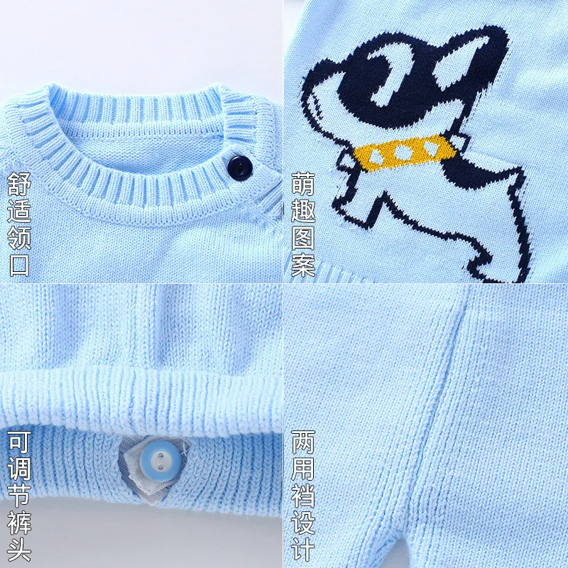 Осенний комплект из топа и штанов для новорожденных мальчиков девочек свитер