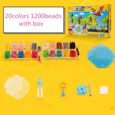 20 colors with box Водопроводная палочка DIY 3D Aquar Pegboard Хама пиксели Волшебные бусины головоломки Развивающие популярные игрушки для детей Рождественский подарок - Цвет: 20 colors with box