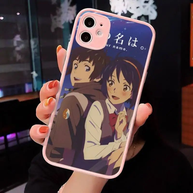 

Anime your name Phone Case Pink matte transparent For iPhone 7 8 x xs xr 11 12 pro plus max mini Clear Funda