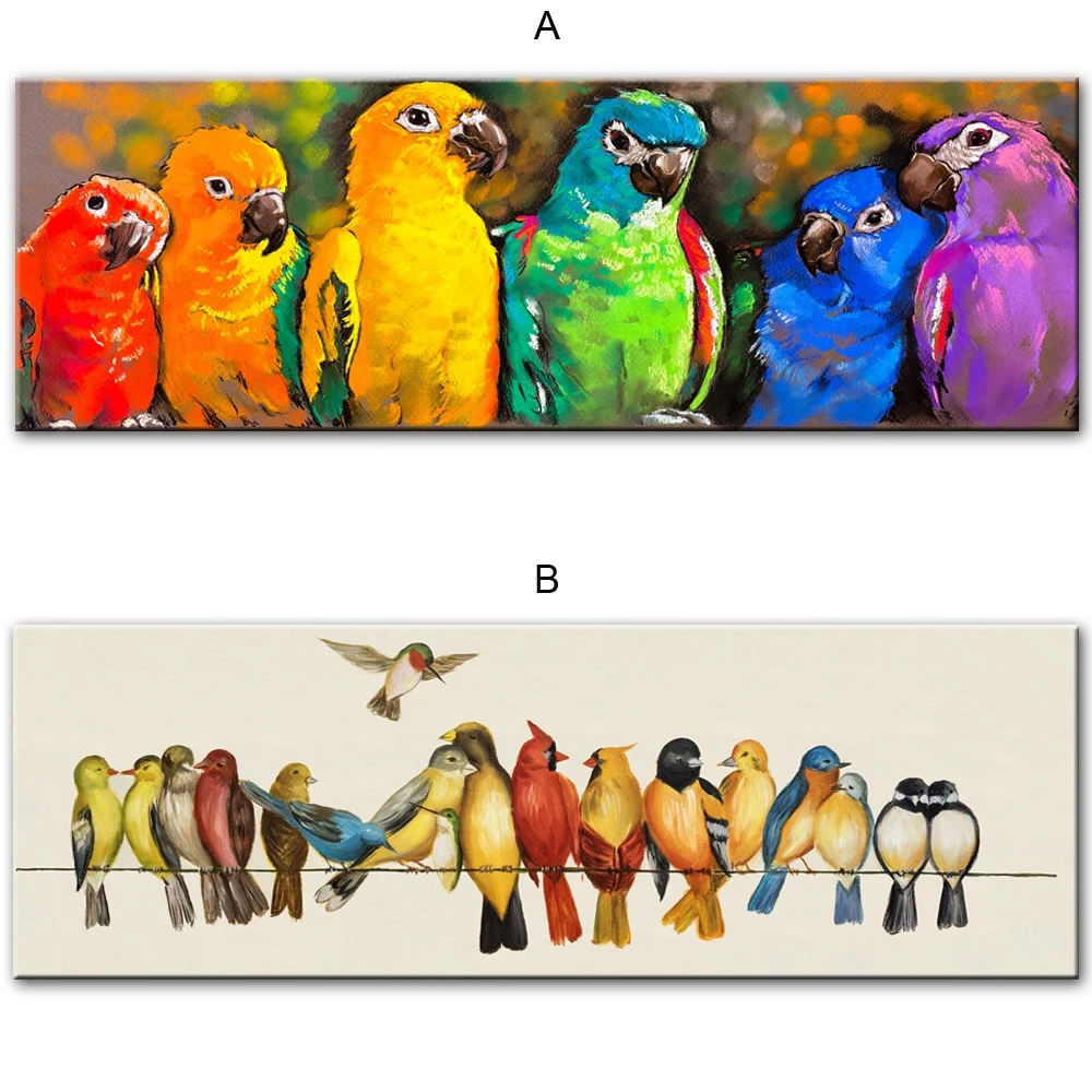 Акварельный попугай животный абстрактный постер Холст Картина Настенная