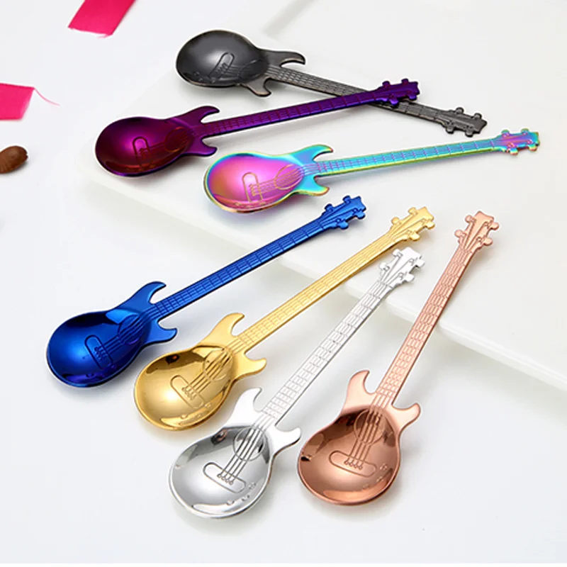 Нержавеющая сталь гитара десертная кофейная ложка кофе совок столовые приборы