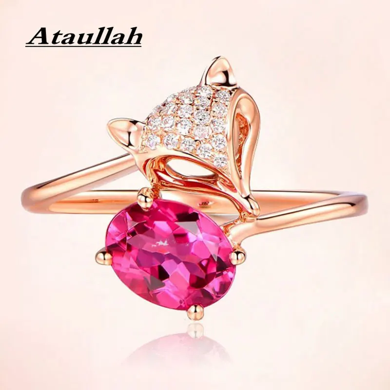 Кольца Ataullah Lazy Fox Ruby 18 К розовое золото Стерлинговое Серебро 925 пробы ювелирное