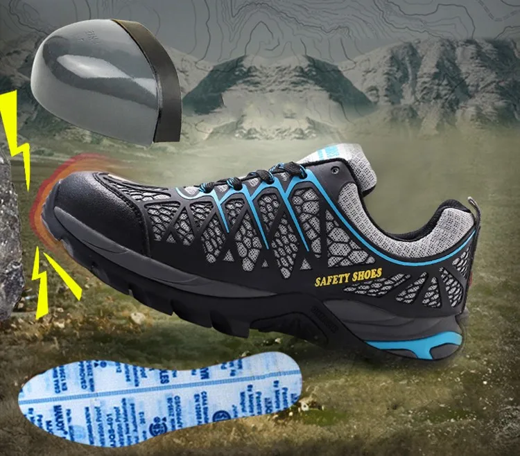 Men's Steel Toe Cap Safety Shoes Light Breathable Outdoor Adventure Sneakers Puncture-proof Work Ankle Boots Protective Footwear | Обувь