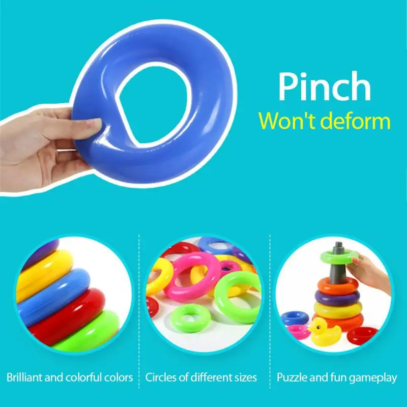 Монтессори радужные цветные штабелируемые кольца башня утка игрушка для детей