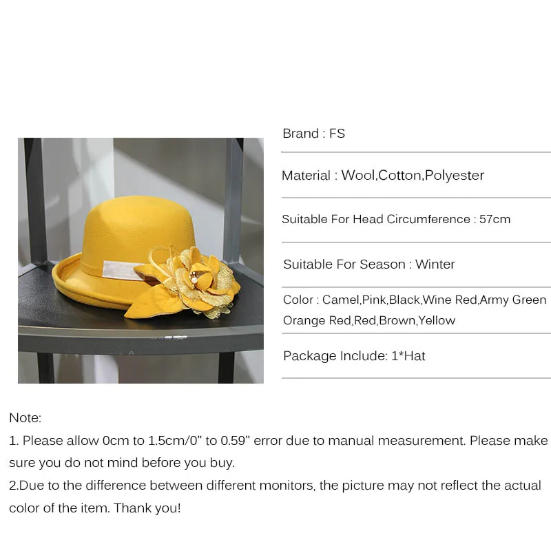 FS широкие поля шерсть фетр церковь платья для женщин дерби шапки цветок винтаж