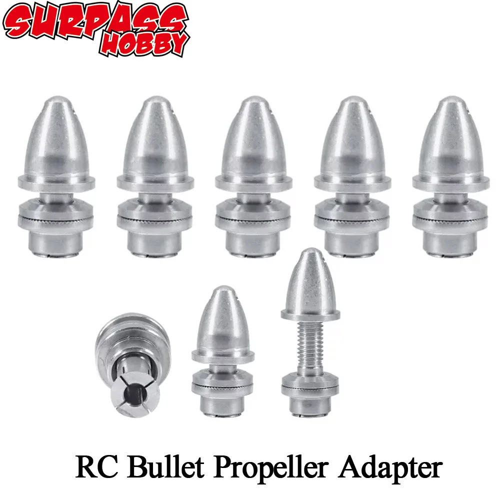 

Surpass Hobby 5Pcs RC Aluminum Bullet Propeller Adapter Holder 2mm 2.3mm 3mm 3.17mm 4mm 5mm for Airplane Brushless Motor Prop