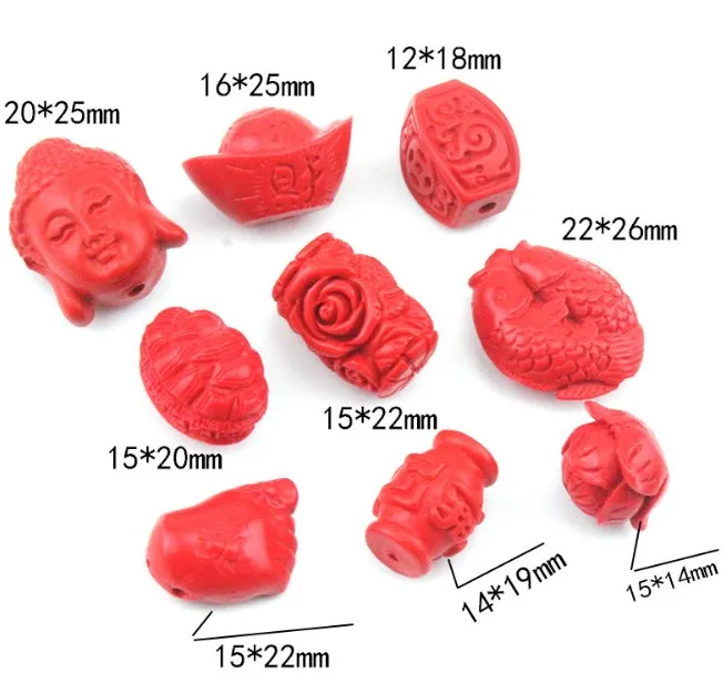 

30 шт./лот искусственные резные бусины Cinnabar «сделай сам» для браслетов, ожерелий, аксессуары для ювелирных изделий «сделай сам»