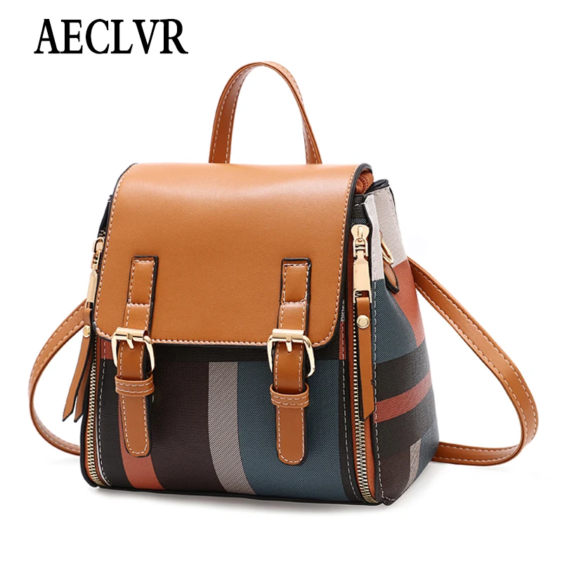 AECLVR простой стиль винтажная модная школьная сумка клетчатая из искусственной