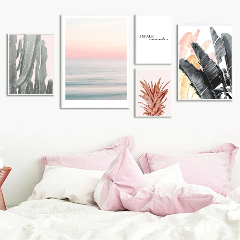 

Green Leaf Pineapple Wall Art Canvas Painting Seascape Contemporary Art Picture Nordic Posters Home Decoration