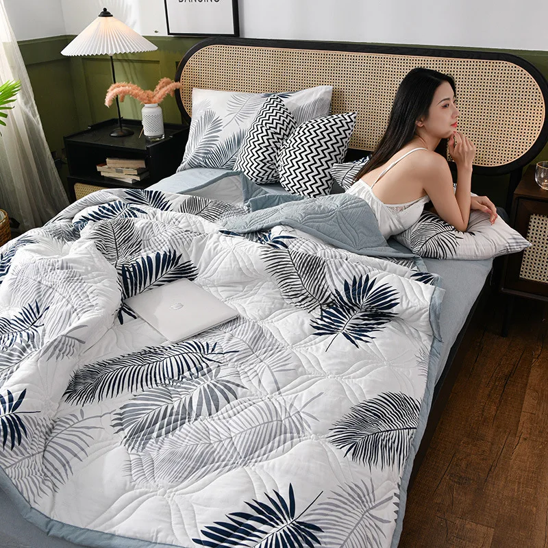 

New Exquisite Cotton Double Single Summer Air-Conditioning Quilt Bedroom Office Sofa Travel Blanket