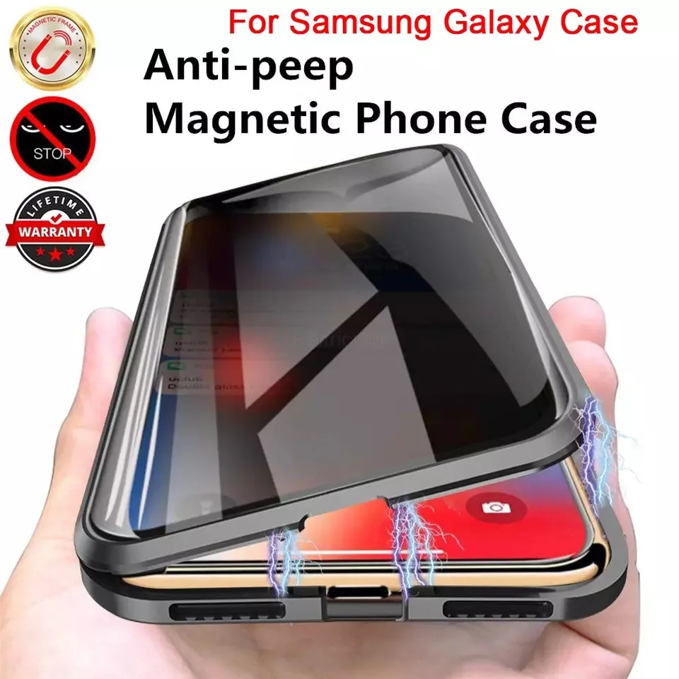 Магнитный металлический чехол из закаленного стекла для Samsung galaxy S10 S9 S8 Note 8 9 10 Plus