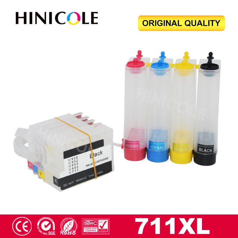 

Hinicole Continuous Ink System For HP711 XL Designjet T120 610 T520 24 T520 36 T520 610 T520 Printer