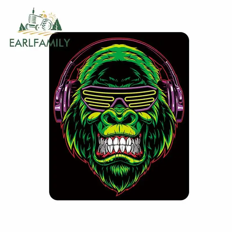 EARLFAMILY 13 см x 10 8 для Gorilla с наушниками креативные автомобильные стикеры бампер