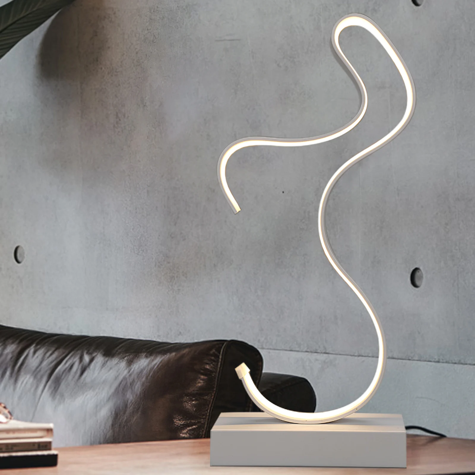 

LED Irregular Curve Table Lamp Curved Desk Bedside Lamp Cool White Warm White Touch Dimming Desk Lamp For Living Room
