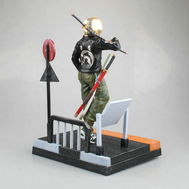 

[Funny] Crafts 28cm Anime One piece Zoro Scene version figure Statue PVC toy Luffy doll collection model kids child gift