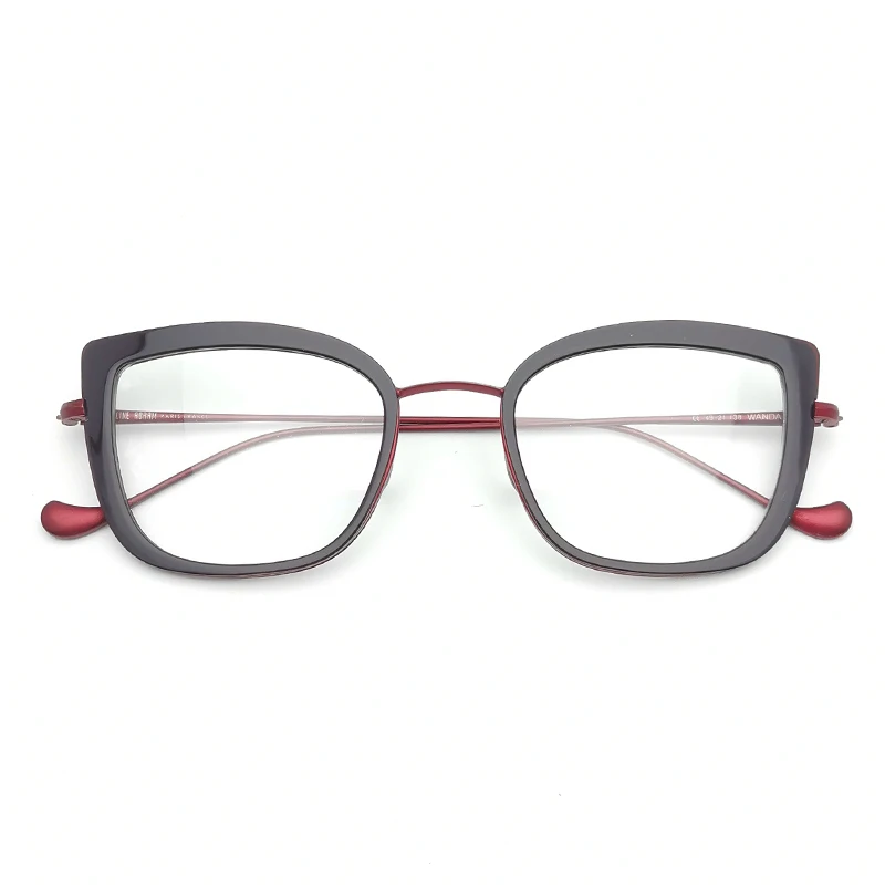 

Metal Brown Eyeglasses Red Women CatEye Optical Eye Glasses Myopia Use Eyewear