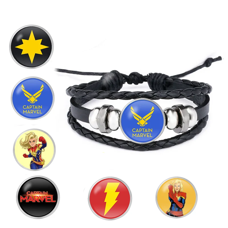 Мстители Марвел Капитан браслеты Модные металлические Плетеные Кожаные