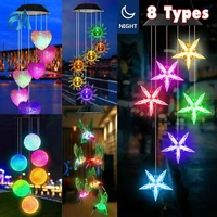 8 type solar led wind chime color changing romantic wind bell light outdoor decoration for patio yard garden home wind chimes