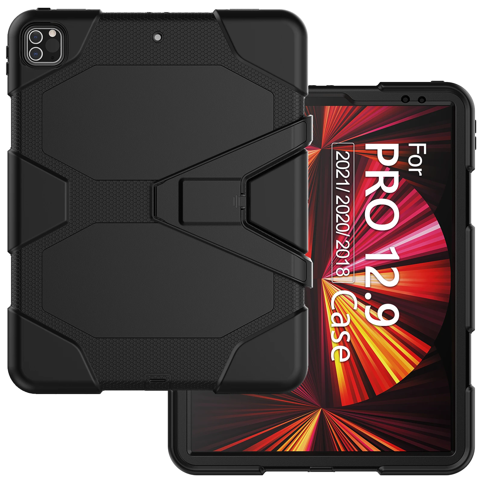 

Foldable & Detachable Kickstand Case with Screen Protector For Apple iPad Pro 12.9 inch 2021 2020 2018 Full Protective Cover