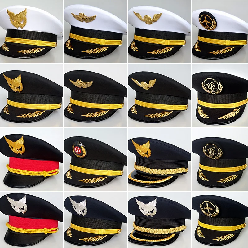 

Airplane Cap Captain Uniform Big Brim Hat Aviation Cap Pilot Hat Civil Aviation Cap Security Big Cap Railway Big Cap 2020