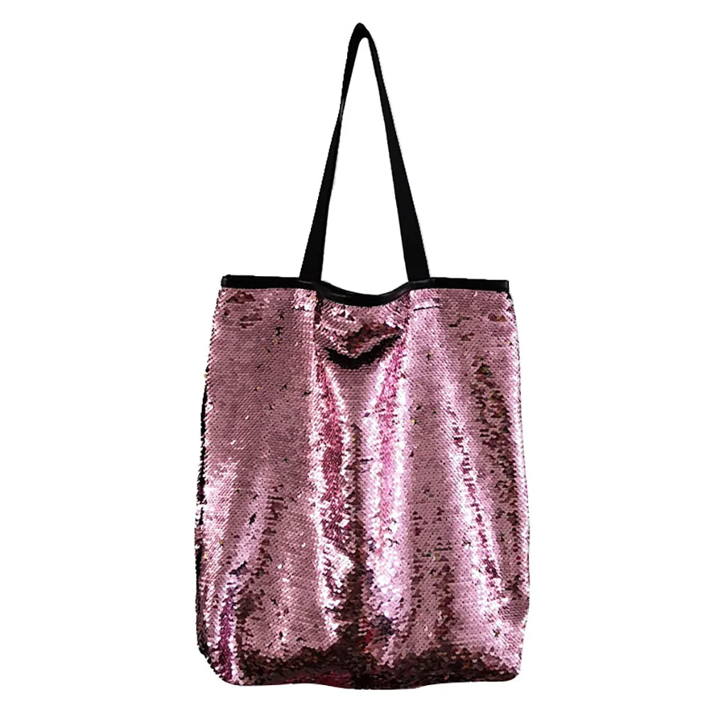 D Tote Bag Women Sequins Colorful Shoulder Bags Princess Shopping Bags Bling Handle Bags Shoulder Messenger Handbags - Цвет: D
