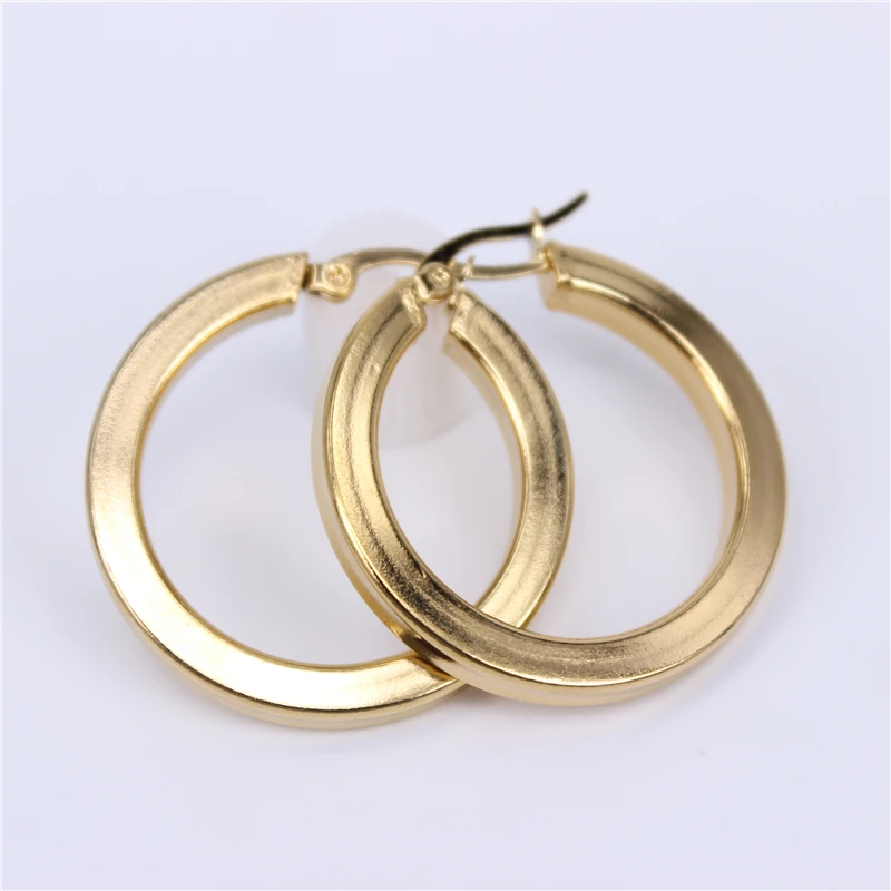 gold color33mm Горячая полые несколько размеров золото/серебро Цвет классические ювелирные изделия из нержавеющей стали гладкие серьги-кольца для вечеринки для женщин LH773 - Окраска металла: gold color33mm