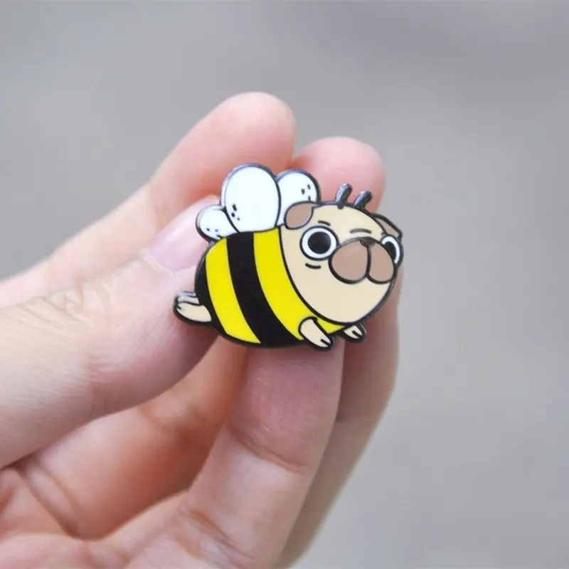 Мопс пчелы эмали штырь мем Pin-код
