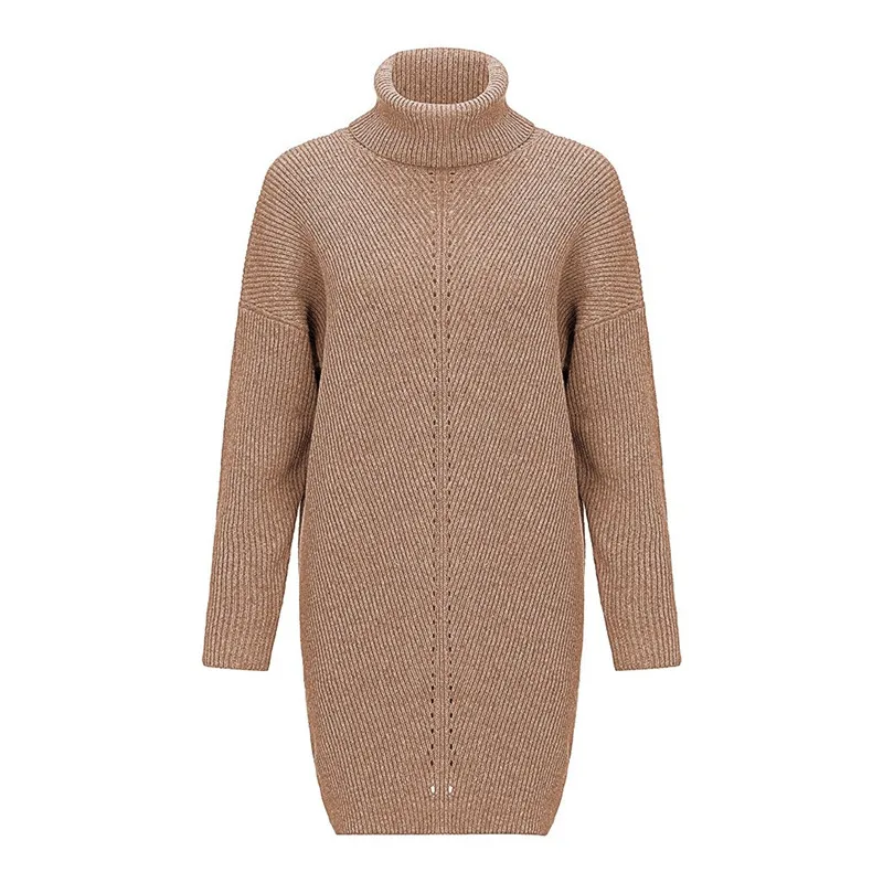 Платье-Свитер с воротником-шарфом Женский пуловер высоким воротником вязаные