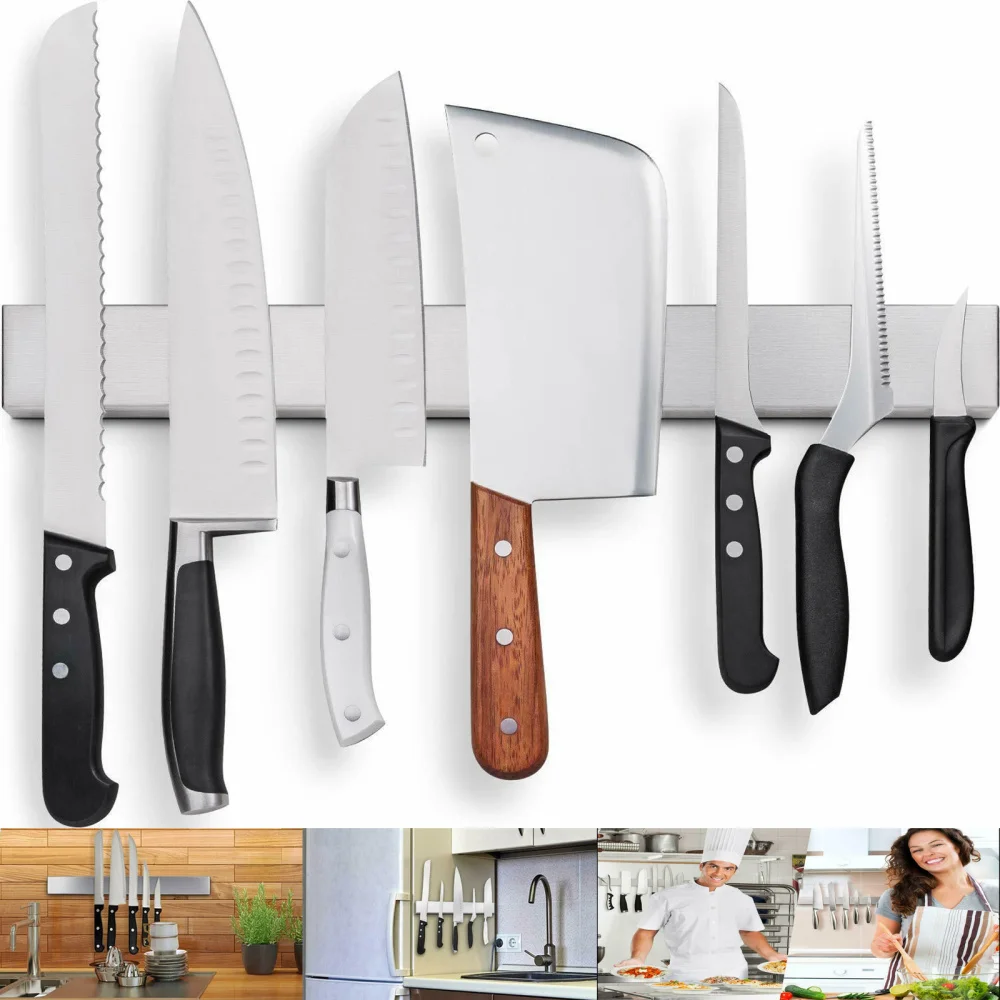 

Stainless Steel Magnetic Bar Wall Mounted Kitchen Utensil Holder for Kitchen