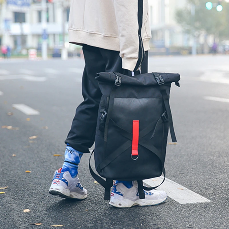 

Leisure Unisex Backpack Cloth Fashion Student Bagpack Stitching Couple Trend Rucksack street Youth Multi-function Bag Wear