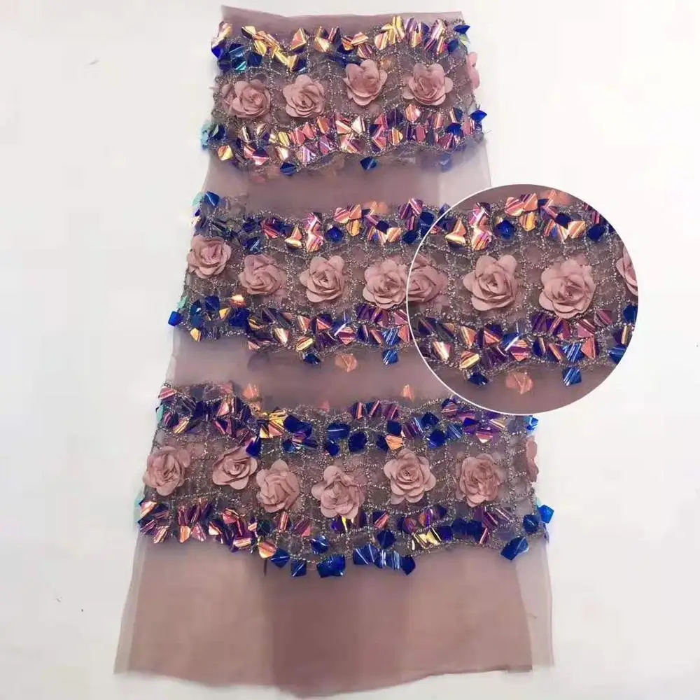 3D Цветочная сетка газовая вышивка блестящие вогнутые блестки африканские