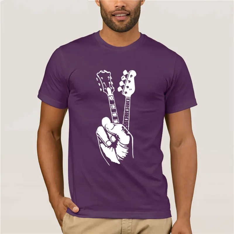 

Fashion Printed men's T-Shirt Short Sleeve Hipster Bass Guitar Printed Crewneck Plus Size 100% Cotton Guitar Vintage T-shirt