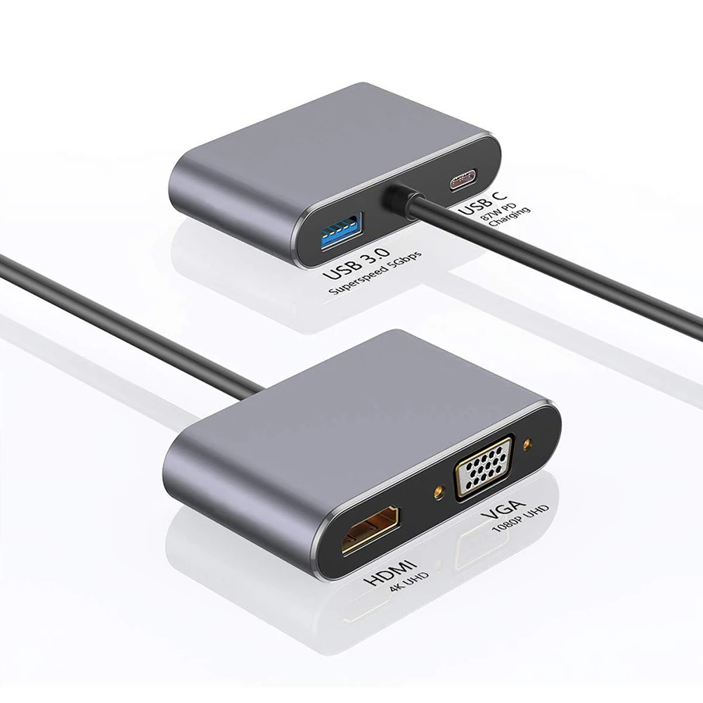 Адаптер usb-c на HDMI 4K VGA USB3.0 адаптер для аудио и видео PD 87 Вт быстрое зарядное