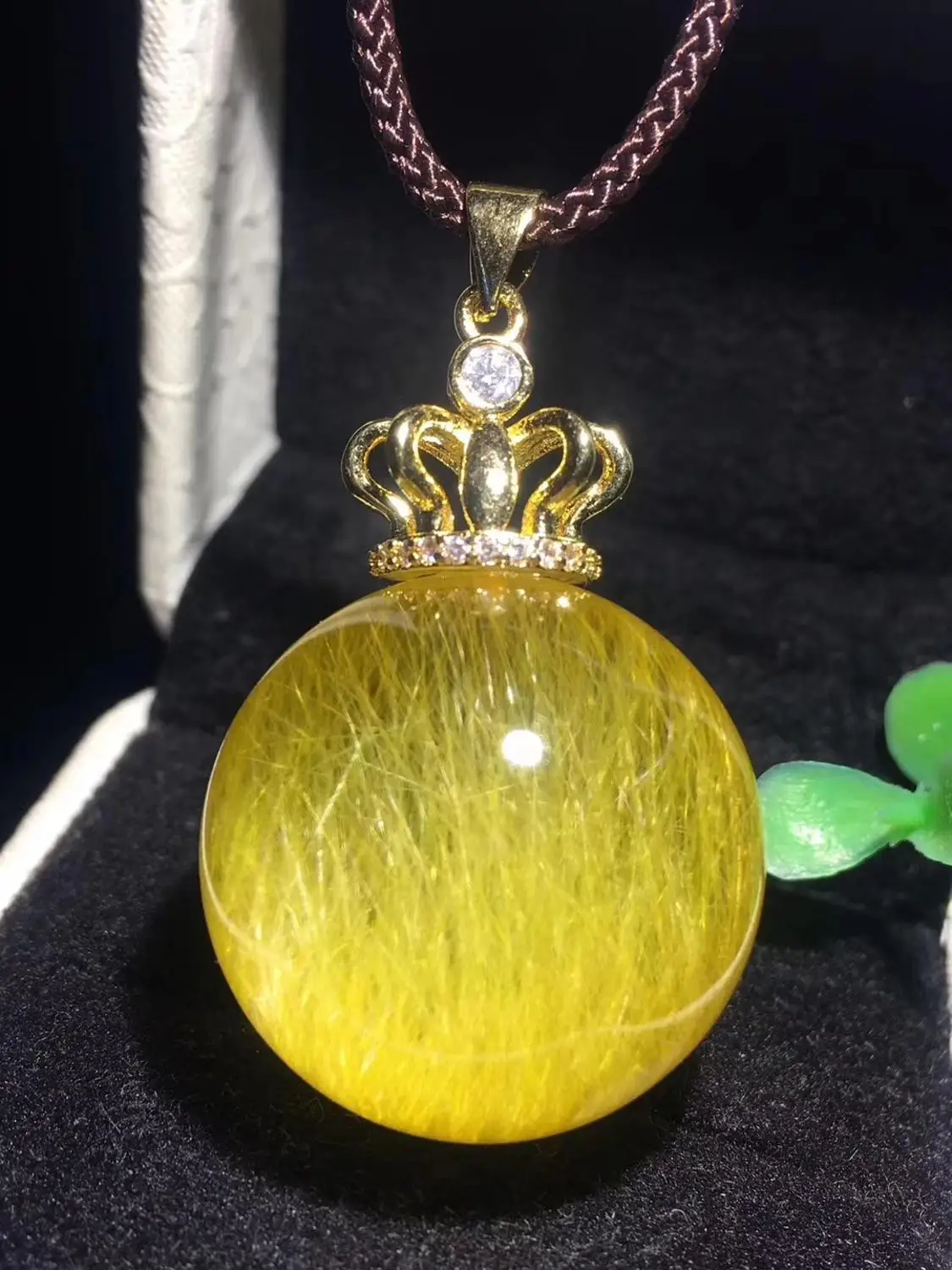 Натуральный Золотой рутилированный кварцевый кулон 24 мм в форме шарика для