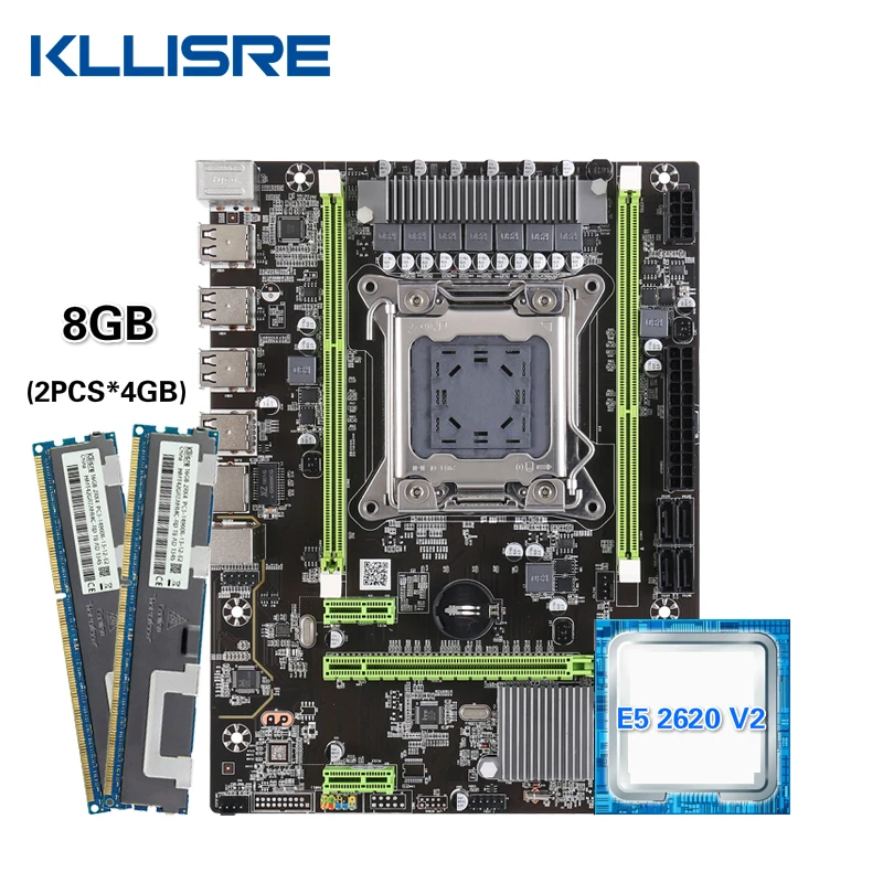 Kllisre X79 MS2.0 материнская плата LGA2011 комбо E5 2620 V2 2 × 4 ГБ = 8 Гб 1333 МГц DDR3 память ECC