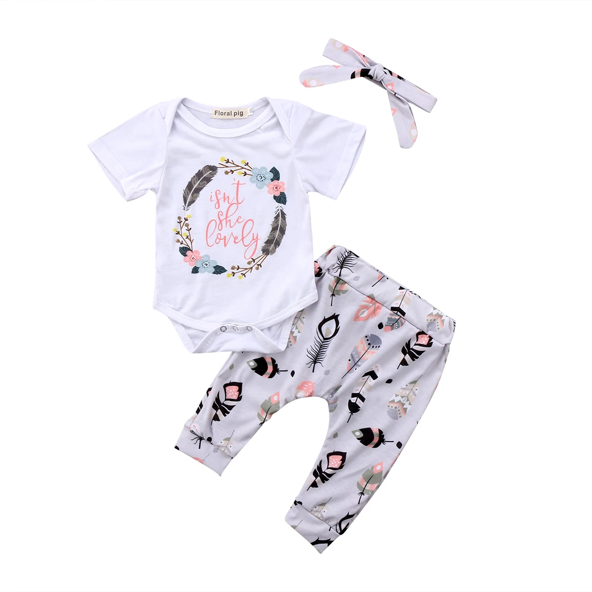 

3Pcs Newborn Infant Baby Girls Boys Summer Clothes Sets Bodysuits Tops Short Sleeve Pants Outfits Clothing Set 0-18M