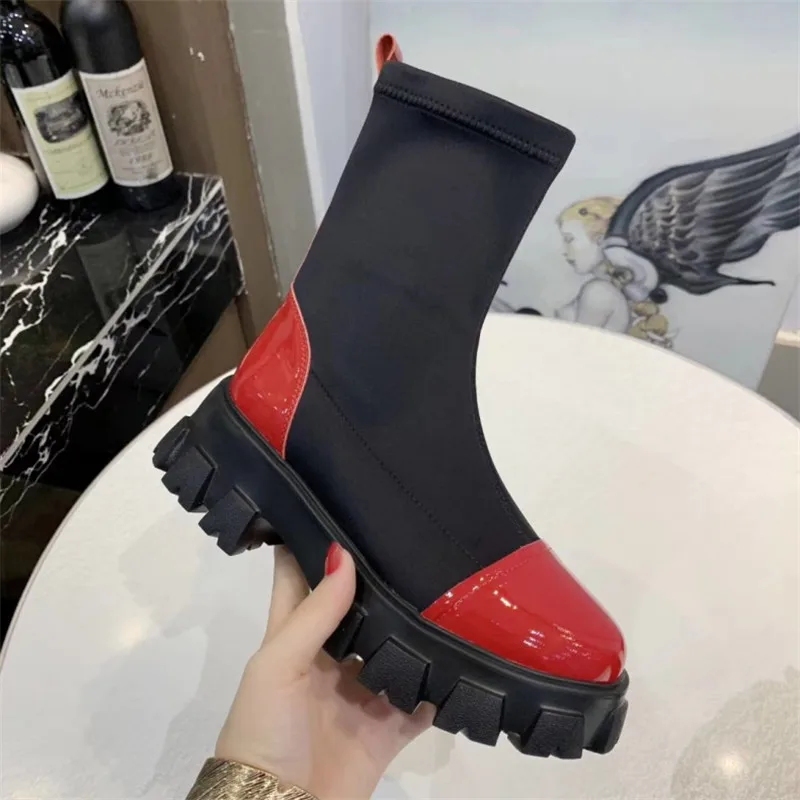 Ботинки Челси женские эластичные ботинки из натуральной кожи в стиле пэчворк