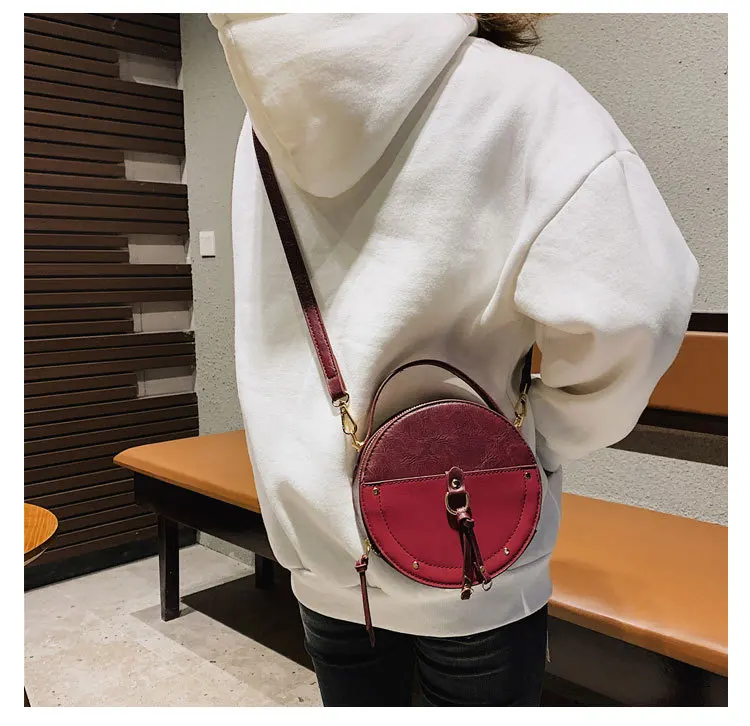 Женская винтажная Сумка тоут из искусственной кожи маленькая круглая матовая