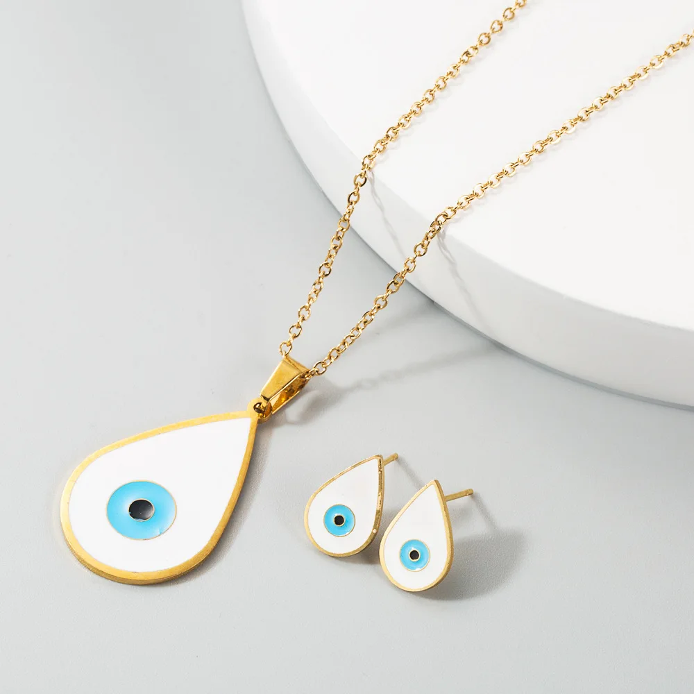 Женский ювелирный комплект из колье и серёг с эмалью|Ювелирные наборы| |