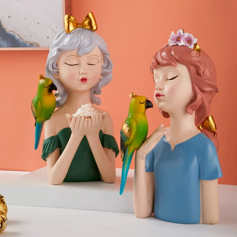 Модный бюст в виде попугая для девочки из смолы сада миниатюрный декор дочери