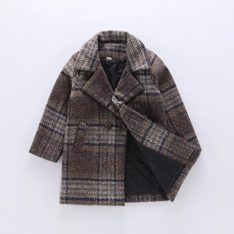Winter Jackets Boys Solid Woolen Double-breasted Baby Boy Trench Coat Lapel 3 4 5 6 7 Y Kids Outerwear Coats For Boy Windbreaker